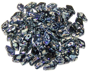 9x5mm Czech Glass Kite Beads - Jet Picasso