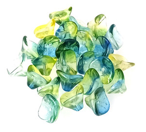 Czech Glass 10x12mm 3-Petal Flower Beads - Crystal Coated Yellow Blue Czech Glass 10x12mm 3-Petal Flower Beads - Crystal Coated Yellow Blue