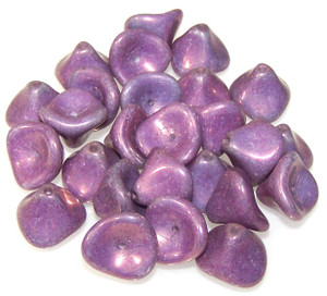 Czech Glass 10x12mm 3-Petal Flower Beads - Chalk White Lila Vega Luster