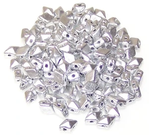 MINI DiamonDuo 2-Hole Czech Glass 4x6mm Beads - Aluminum
