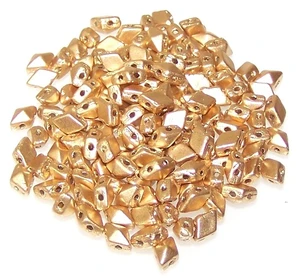 MINI DiamonDuo 2-Hole Czech Glass 4x6mm Beads - Aztec Gold