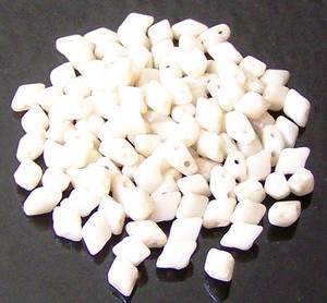 MINI DiamonDuo 2-Hole Czech Glass 4x6mm Beads - Chalk Orange Luster