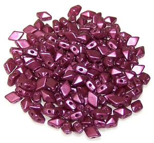 MINI DiamonDuo 2-Hole Czech Glass 4x6mm Beads - Pastel Burgundy