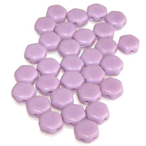 Czech Glass 6mm Honeycomb Hex 2-Hole Beads - Violet