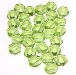 Czech Glass 6mm Honeycomb Hex 2-Hole Beads - Olivine