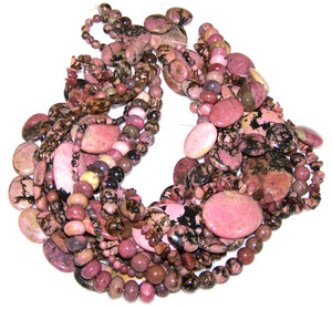 Rhodonite Semiprecious Gemstone Beads - 1Strand Set Rhodonite Semiprecious Gemstone Beads - 1Strand Set