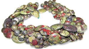 Dragon Blood Jasper Semiprecious Gemstone Beads - 7 Strand Set