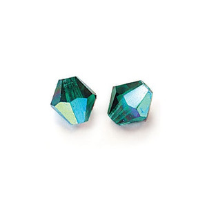 Preciosa 6mm Bicones - Emerald AB Preciosa 6mm Bicones - Emerald AB