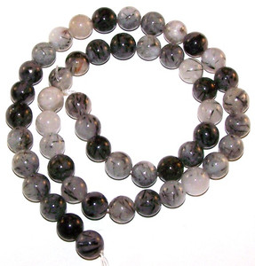 8mm Round Semiprecious Gemstone Beads - Tourmalated Quartz 8mm Round Semiprecious Gemstone Beads - Tourmalated Quartz