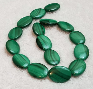 Malachite 18x25mm Puff Oval Semiprecious Gemstone Beads Malachite 18x25mm Puff Oval Semiprecious Gemstone Beads