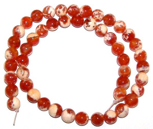 8mm Round Semiprecious Gemstone Beads - Fire Agate 8mm Round Semiprecious Gemstone Beads - Fire Agate