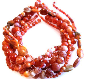 Fire Agate Semiprecious Gemstone Beads - Strand Set Fire Agate Semiprecious Gemstone Beads - Strand Set