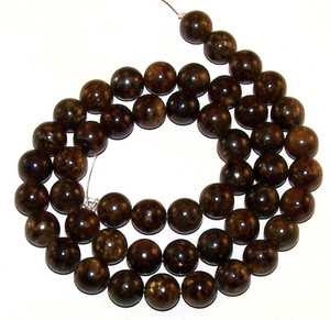 8mm Round Semiprecious Gemstone Beads - Bronzite 8mm Round Semiprecious Gemstone Beads - Bronzite