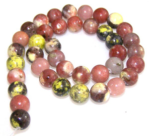 10mm Round Semiprecious Gemstone Beads - Red Plum Blossom Jasper