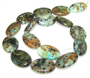 African Turquoise 18x25mm Puff Oval Semiprecious Gemstone Beads