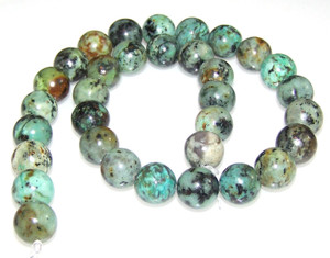 African Turquoise 12mm Round Semiprecious Gemstone Beads