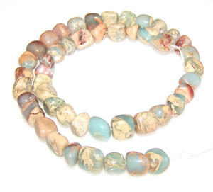 7x10mm Irregular Nuggets Semiprecious Gemstone Beads - Aqua Terra Jasper