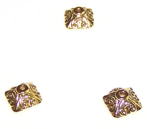Antique Gold-Plated 5x10mm Square Bead Caps