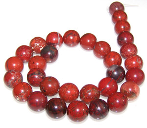 Brecciated Jasper 12mm Round Semiprecious Gemstone Beads