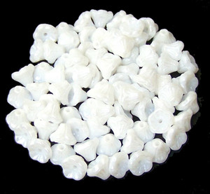 Czech Glass 7x5mm Flower Cup Beads - Chalk White Shimmer Czech Glass 7x5mm Flower Cup Beads - Chalk White Shimmer
