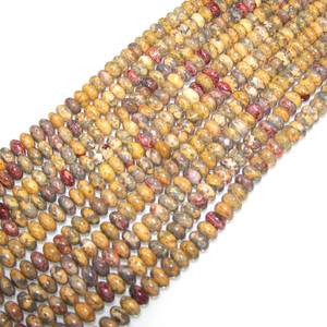 Leopardskin Jasper 8x5mm Puff Rondelle Semiprecious Gemstone Beads