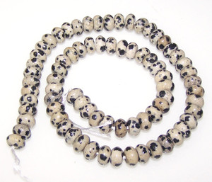 8x5mm Puff Rondelle Semiprecious Gemstone Beads - Dalmatian Jasper