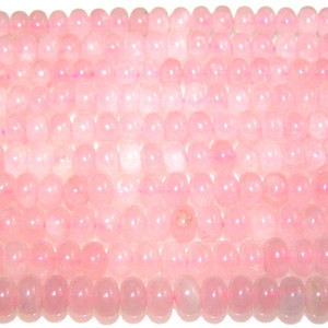 Rose Quartz 8x5mm Puff Rondelle Semiprecious Gemstone Beads