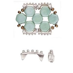 Antique Silver Keramoti Honeycomb Side Bead Antique Silver Keramoti Honeycomb Side Bead