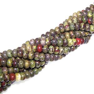 Dragon Blood Jasper 8x5mm Puff Rondelle Semiprecious Gemstone Beads