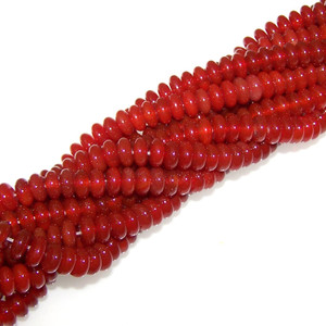 8x5mm Puff Rondelle Semiprecious Gemstone Beads - Red Carnelian