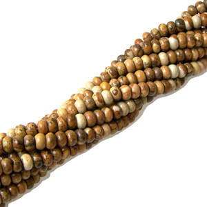Picture Jasper 8x5mm Puff Rondelle Semiprecious Gemstone Beads
