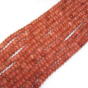 8x5mm Puff Rondelle Semiprecious Gemstone Beads - Goldstone