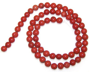 6mm Round Semiprecious Gemstone Beads - Red Jasper