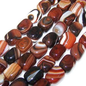 Semiprecious Gemstone Large Nugget Beads - Brown Banded Agate