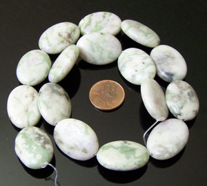 2 Peace Jade 18x25mm Puff Oval Semiprecious Gemstone Beads