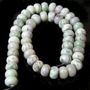12x8mm Puff Rondelle Semiprecious Gemstone Beads - Peace Jade