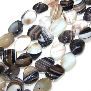 Semiprecious Gemstone Large Nugget Beads - Black Banded Agate