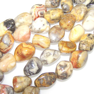 Semiprecious Gemstone Large Nugget Beads - Crazy Lace Agate