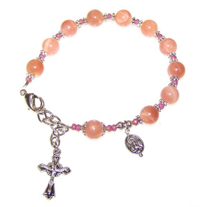 Pink Moonstone Beaded Rosary Bracelet Making Kit