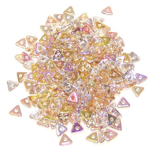 Czech Glass 4mm Tri-Beads - Crystal Lemon Rainbow