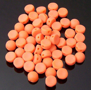 6mm Czech Glass 2-Hole Cabochon Beads - Opaque Hyacinth Matte