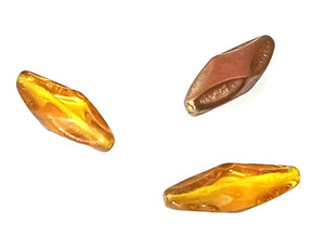 6 Czech Glass Pressed Glass Amber Capri Gold 10x25mm Oval Beads 6 Czech Glass Pressed Glass Amber Capri Gold 10x25mm Oval Beads