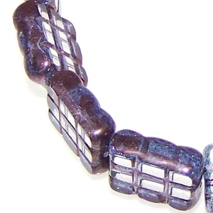 Crystal Lilac Bronze 15x13mm Pressed Glassed Rectangle Beads
