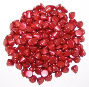 4mm Czech Glass Button Beads - Lava Red