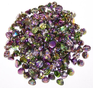 4mm Czech Glass Button Beads - Crystal Magic Orchid