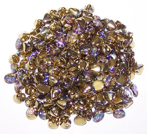 4mm Czech Glass Button Beads - Crystal Golden Rainbow