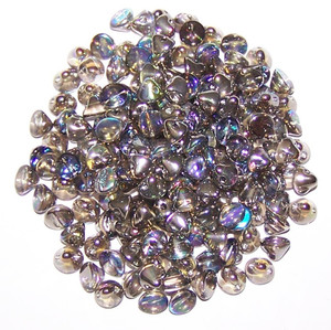 4mm Czech Glass Button Beads - Crystal Graphite Rainbow