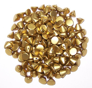 4mm Czech Glass Button Beads - Alabaster Metallic Olivine