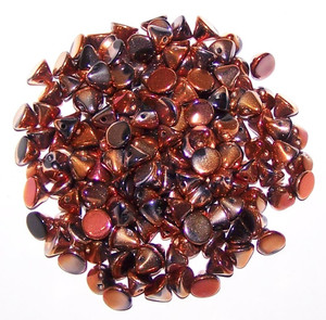4mm Czech Glass Button Beads - Jet Sunset Full