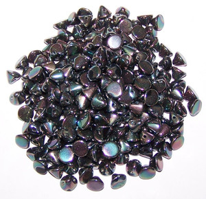 4mm Czech Glass Button Beads - Jet Full Apricot Medium